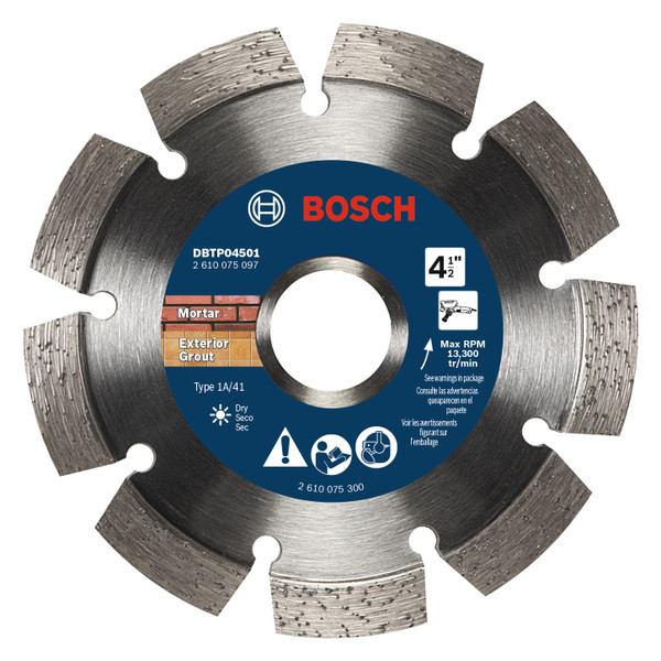 Bosch DBTP04501 4-1/2 In. Segmented Rim Diamond Tuckpointing Wheel
