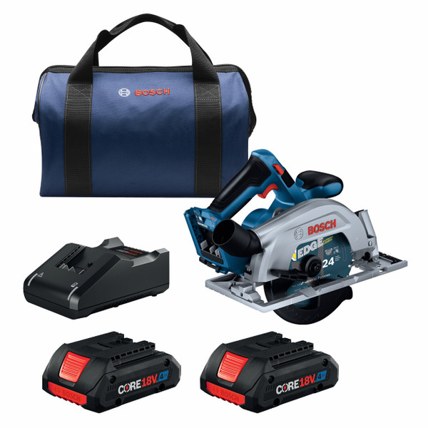 Bosch GKS18V-22B25 18V Brushless Blade-Right 6-1/2 In. Circular Saw Kit with (2) CORE18V 4 Ah Advanced Power Batteries