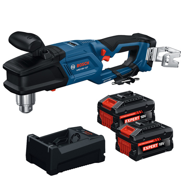 Bosch GRD18V-127B26X 18V ½ Inch High Torque Right Angle Drill Kit With 2 6ah Batteries and Multi-Voltage Charger