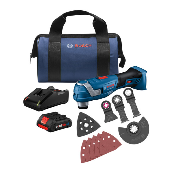 Bosch GOP18V-34B14 18V Brushless StarlockPlus Oscillating Multi-Tool Kit with (1) CORE18V 4 Ah Advanced Power Battery