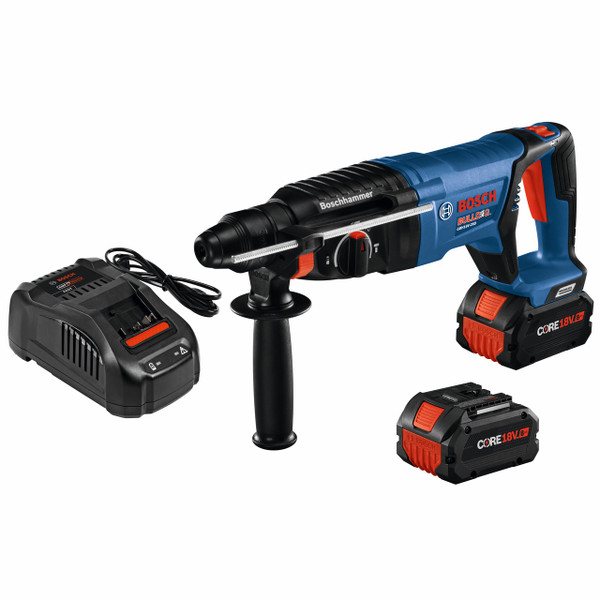 Bosch GBH18V-26DK24 18V EC Brushless SDS-plus Bulldog 1 In. Rotary Hammer Kit with (2) CORE18V 8 Ah High Power Batteries