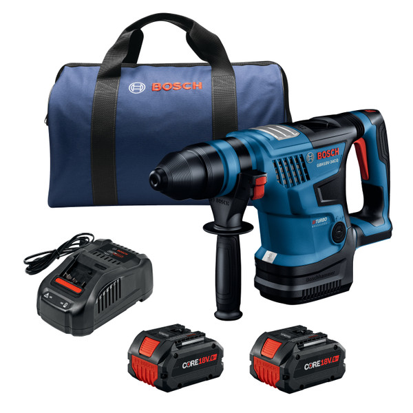 Bosch GBH18V-34CQB24 PROFACTOR 18V Connected-Ready SDS-plus Bulldog 1-1/4 In. Rotary Hammer with (2) CORE18V 8 Ah High Power Batteries