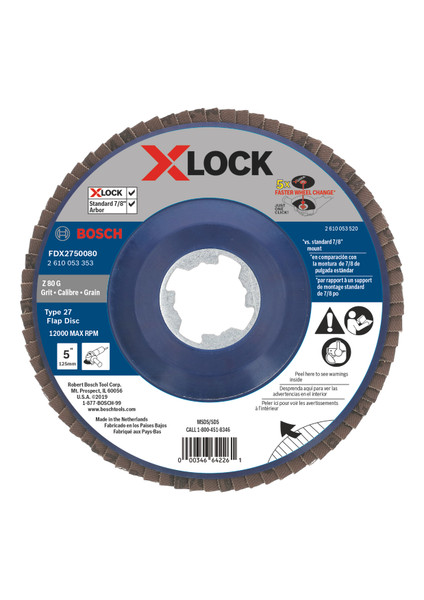 Bosch FDX2750080 5 In. X-LOCK Arbor Type 27 80 Grit Flap Disc