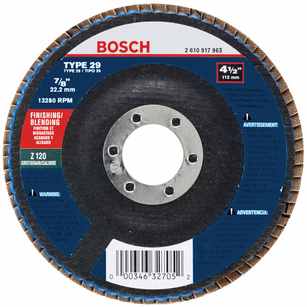 Bosch FD29450120 4-1/2 In. 7/8 In. Arbor Type 29 120 Grit Blending/Grinding Abrasive Wheel