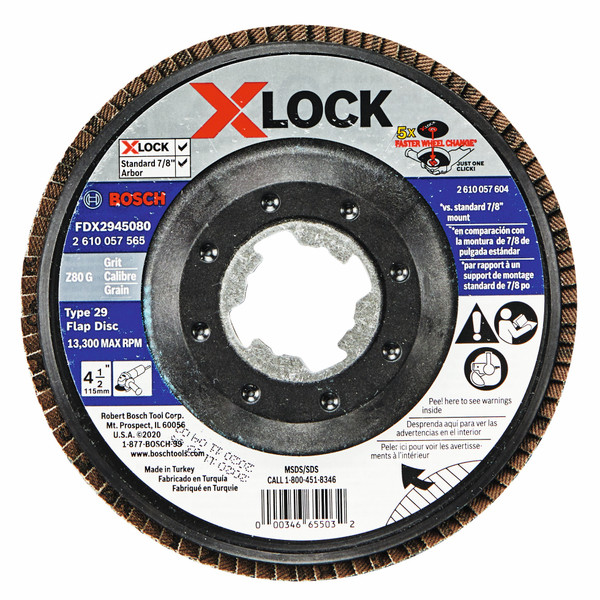 Bosch FDX2945080 4-1/2 In. X-LOCK Arbor Type 29 80 Grit Flap Disc