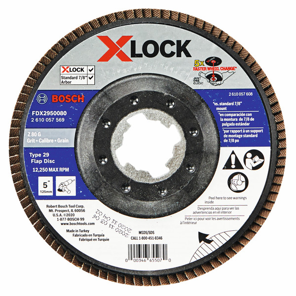 Bosch FDX2950080 5 In. X-LOCK Arbor Type 29 80 Grit Flap Disc
