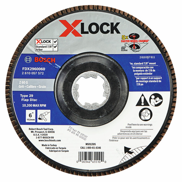 Bosch FDX2960060 6 In. X-LOCK Arbor Type 29 60 Grit Flap Disc