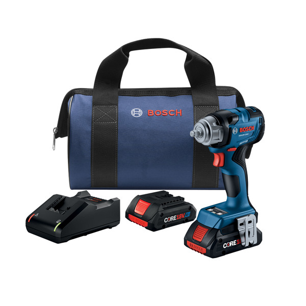 Bosch GDS18V-230CB24 18V 3/8 In. Impact Wrench with Friction Ring with (2) CORE18V 4 Ah Advanced Power Batteries