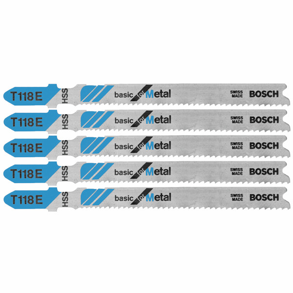 Bosch T118E 5 pc. 3-5/8 In. 14-18 TPI Basic for Metal T-Shank Jig Saw Blades