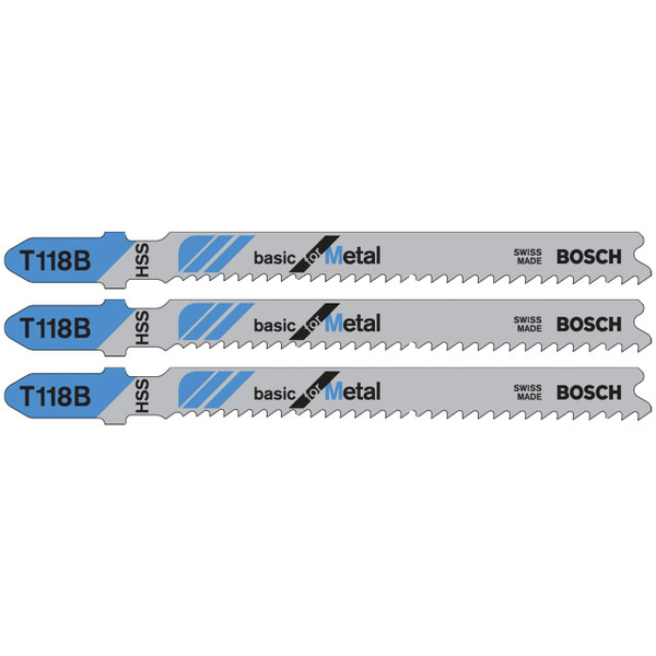 Bosch T118B3 3 pc. 3-5/8 In. 11-14 TPI Basic for Metal T-Shank Jig Saw Blades