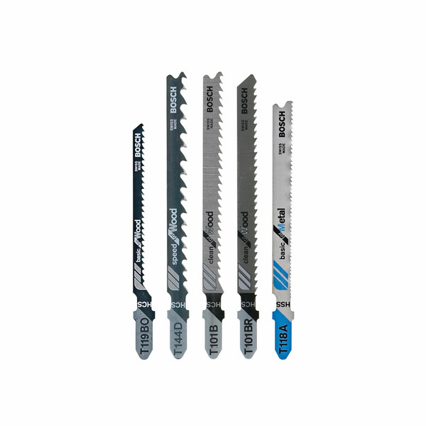 Bosch T501 5 pc. T-Shank Jig Saw Blade Set for Wood and Metal