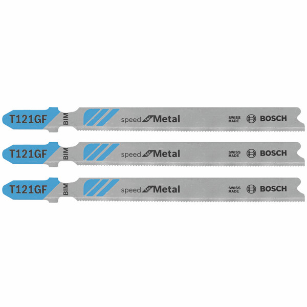 Bosch T121GF3 3 pc. 3-5/8 In. 30 TPI Speed for Metal T-Shank Jig Saw Blades
