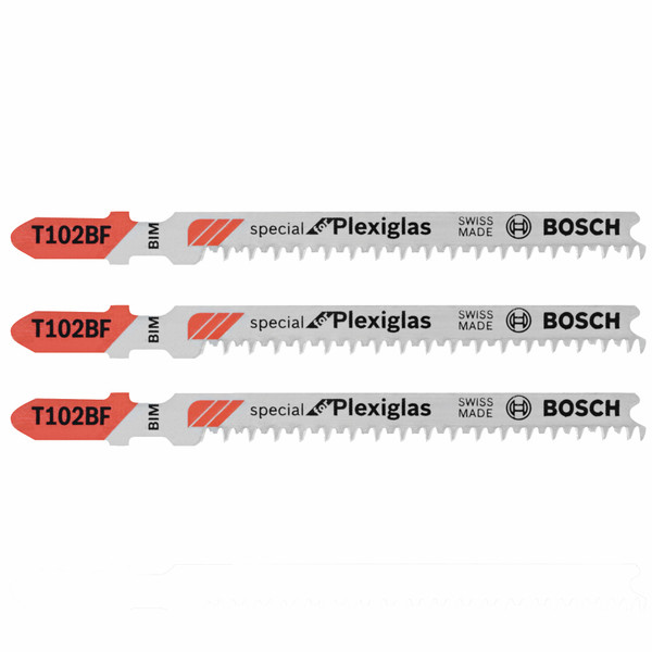 Bosch T102BF 3 pc. 3-5/8 In. 13 TPI Clean for Plexiglas T-Shank Jig Saw Blades