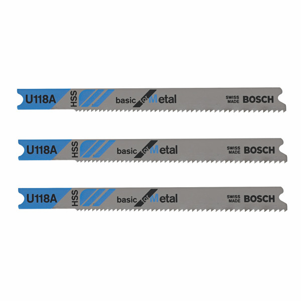 Bosch U118A3 3 pc. 3-1/8 In. 17-24P TPI Basic Metal Cutting U-shank Jig Saw Blades