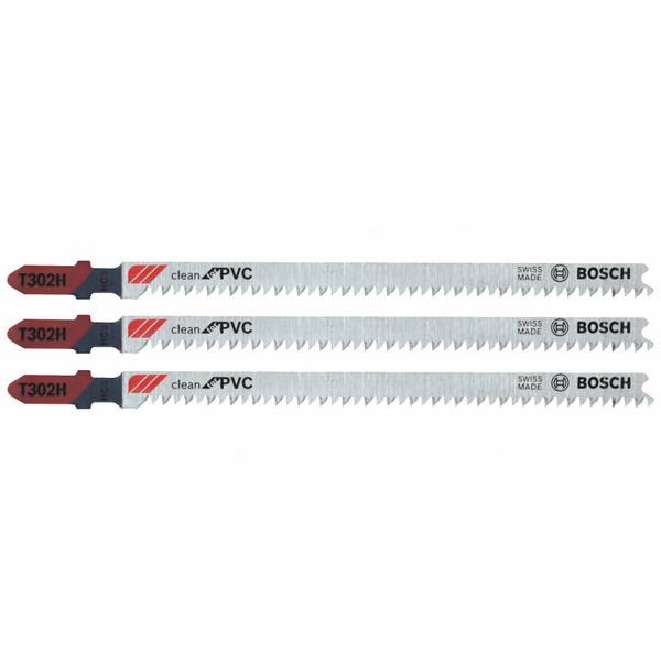 Bosch T302H3 3 pc. 5-1/4 In. 10 TPI Clean for PVC T-Shank Jig Saw Blades