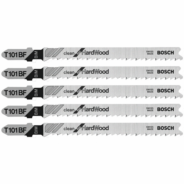 Bosch T101BF 5 pc. 4 In. 10 TPI Variable Pitch Clean for Hardwood T-Shank Jig Saw Blades