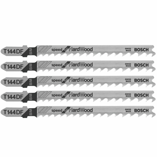 Bosch T144DF 5 pc. 4 In. 6 TPI Speed for Hardwood T-Shank Jig Saw Blades