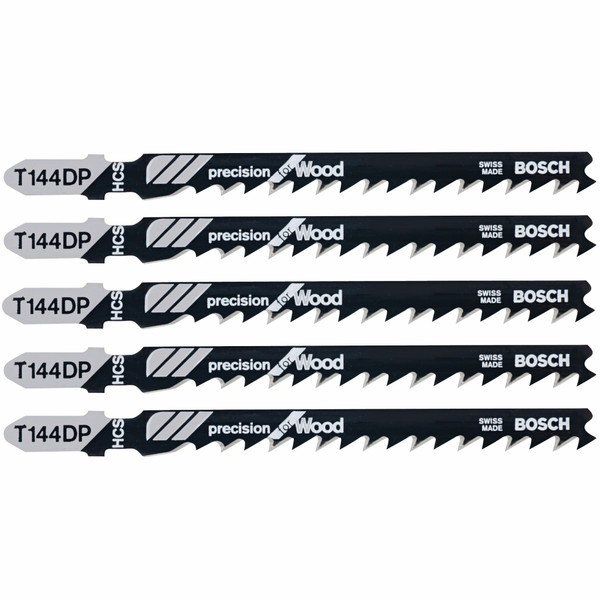 Bosch T144DP 5 pc. 4 In. 6 TPI Precision for Wood T-Shank Jig Saw Blades