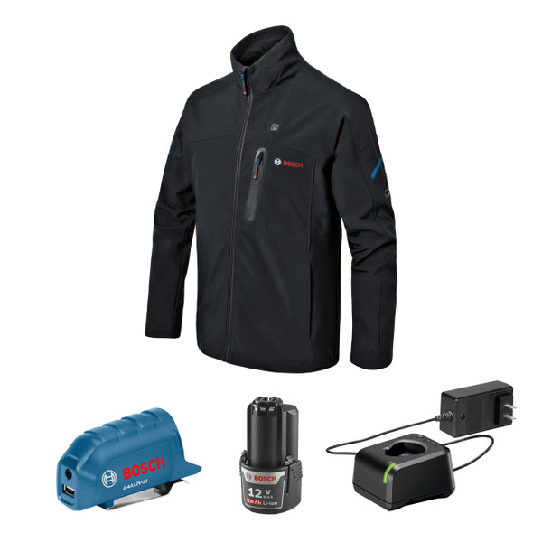 Bosch GHJ12V-20LN12 12V Max Heated Jacket Kit with Portable Power Adapter - Size Large