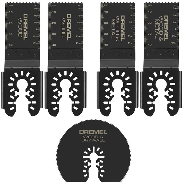 Dremel MM392U Cutting Set - Mix of Drywall, Wood, and General Purpose Dual Interface Oscillating Blades (5 Pieces)