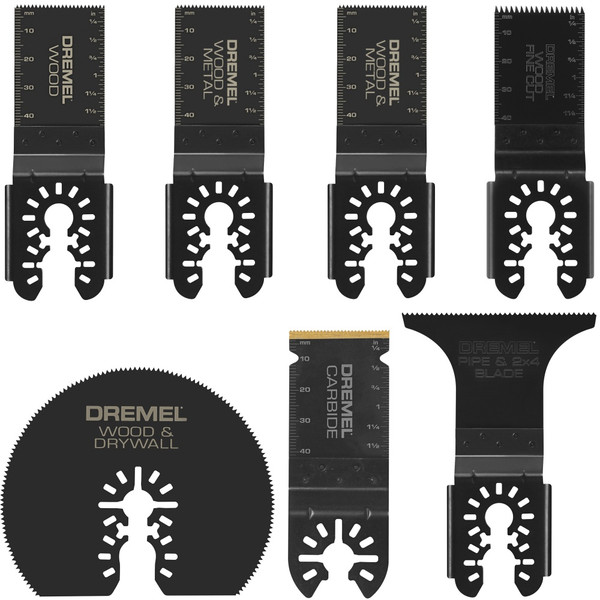 Dremel MM497U Cutting Set Including A Mix of Drywall, Wood, General Purpose, and Carbide Universal Dual Interface Oscillating Blades (7 Pieces)