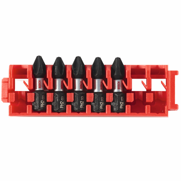 Bosch ITDPH2105C 5 pc. Driven 1 In. Impact Phillips #2 Insert Bits with Clip for Custom Case System