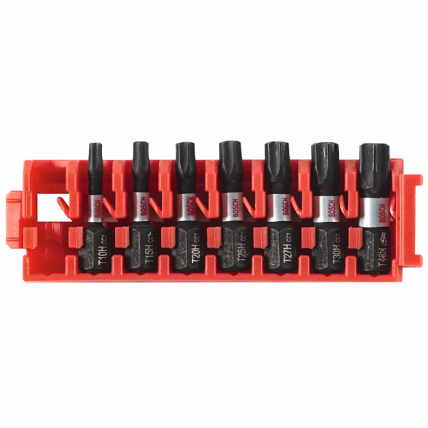 Bosch ITDTHV107C 7 pc. Driven 1 In. Impact Torx Security Bit Set with Clip for Custom Case System