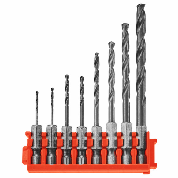 Bosch ITDDV08C 8 pc. Driven Impact Black Oxide Drill Bits with Clip for Custom Case System