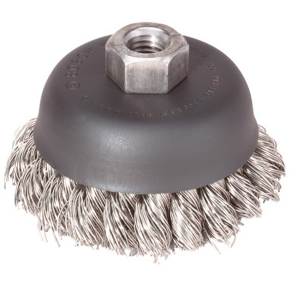 Bosch WB511 6 In. Wheel Dia. 5/8 In.-11 Arbor Carbon Steel Knotted Wire Cup Brush