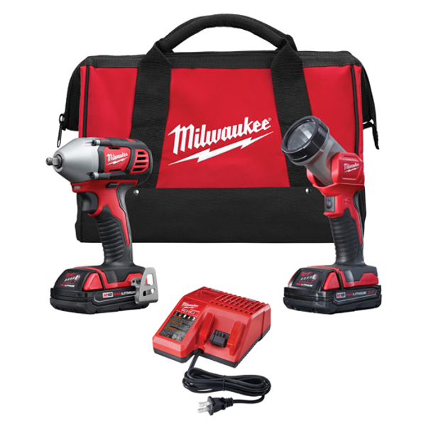 Milwaukee I M18  COMBO 3/8 IMP WR/LGT/CHGR/2 CMPT BAT