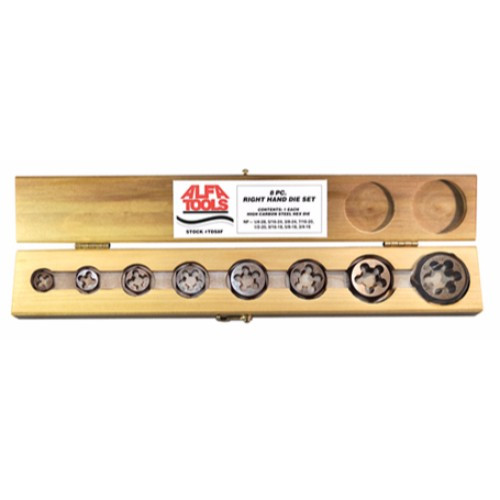 Alfa Tools TDS10F 10pc Carbon Steel Right Hand Die Set NF 1/4-1