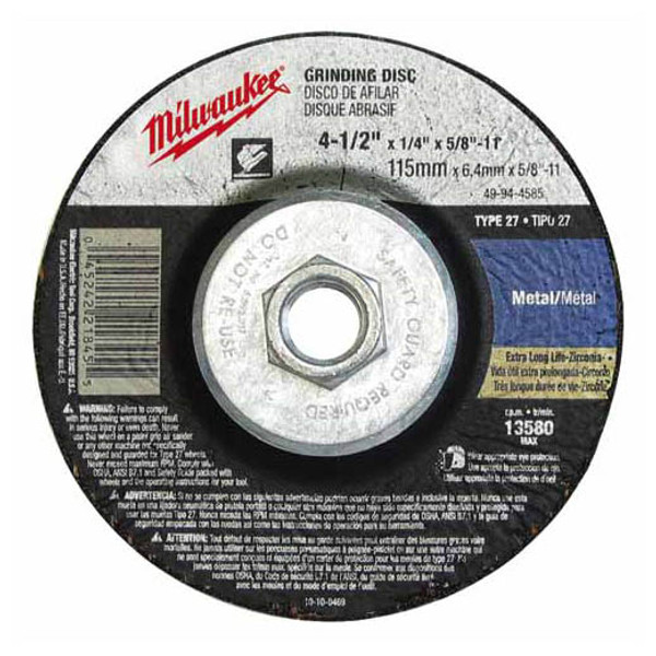 Milwaukee I GRINDING DISC 4-1/2 X 1/8 X 5/8-11