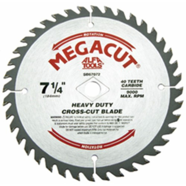 Alfa Tools 7-1/4X40T HEAVY DUTY CROSS CUT CARBIDE TIPPED SAW BLADE