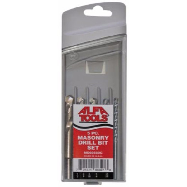 Alfa Tools MDBL60500C 5pc Bl Masonry Drill Set Hangup Case