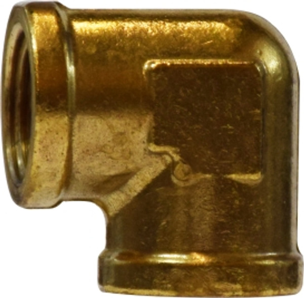 Midland Metal 28016 90 deg Reducing Elbow, 1/2 in FNPT x 3/8 in FNPT, Brass