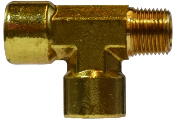 Midland Metal 28254 Street Tee, 1/4 in FIP x 1/4 in MIP x 1/4 in FIP, Brass