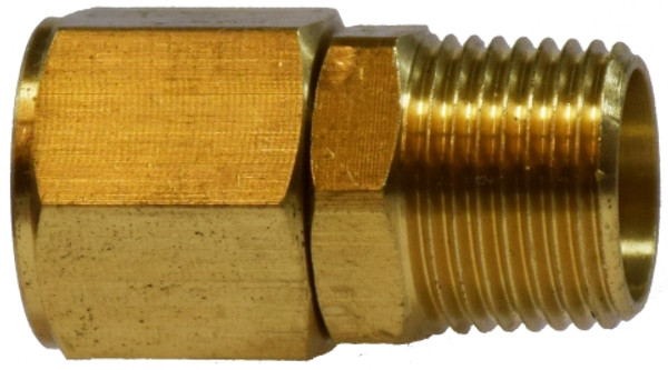 Midland Metal 28425 Pipe Straight Swivel Adapter, 1/4 in MNPTF x 1/4 in FNPTF, 1.34 in, Brass