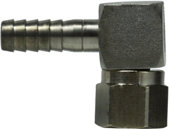 SWIVEL TO BARB ELBOW 1/4 SS BARB X FE FLARE SWIVEL - 34600