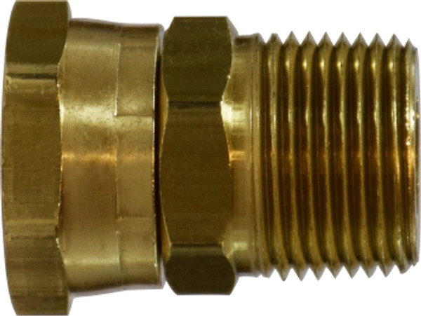 Midland Metal 30181 Straight Swivel Adapter, 3/4 in FGH x 1/4 in MNPTF, Brass