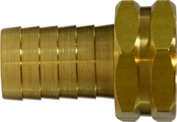 Midland Metal 30044 Straight Hex Swivel Adapter, 1 in Garden Hose Barbed x 3/4 in FGH, Brass
