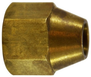 Midland Metal 10024 Hex Reducing Short Rod Nut, 1/2 x 3/8 in SAE 45 deg Flare, Brass