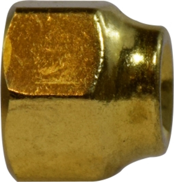 Midland Metal 10055 Hex Forged Reducing Nut, 5/8 x 3/8 in Female Flared, Brass
