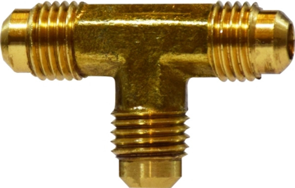 Midland Metal 10159 Union Tee, 1/4 in Male Flare x 1/4 in Male Flare x 1/4 in Male Flare, Brass
