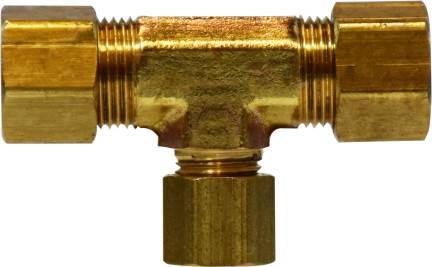 Midland Metal 18116 Reducing Tee, 1/2 in Compression x 1/2 in Compression x 1/4 in Compression, Brass