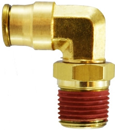 Midland Metal 20086 90 deg Swivel Elbow, 1/4 in Push-In x 3/8 in MIP, Brass