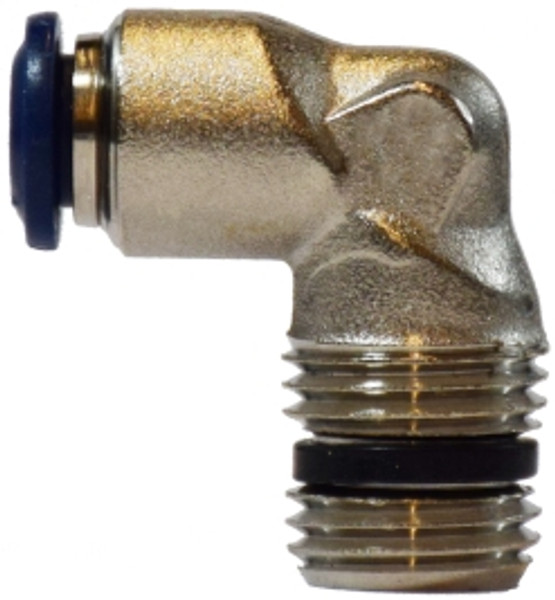 Midland Metal 20073N 90 deg Fixed Elbow, 3/8 in Tube OD x 3/8 in Male NPTF, Brass, Nickel-Plated