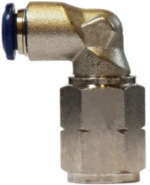 Midland Metal 20762N 90 deg Swivel Elbow, 3/8 in Push-In x 1/8 in FIP, Brass, Nickel-Plated