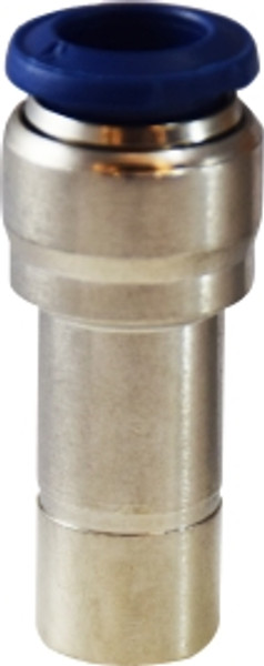 Midland Metal 20512N Reducer, 3/8 in Push-In Tube x 1/4 in Push-In Tube, Brass, Nickel-Plated