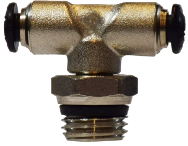 Midland Metal 20688N Swivel Branch Tee, 12 mm Push-In x 3/8 in MNPT Global x 12 mm Push-In, Brass, Nickel-Plated