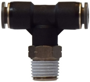 Midland Metal 20137C Swivel Branch Tee, 5/16 in Tube OD x 1/4 in Male NPTF x 5/16 in Tube OD, Composite